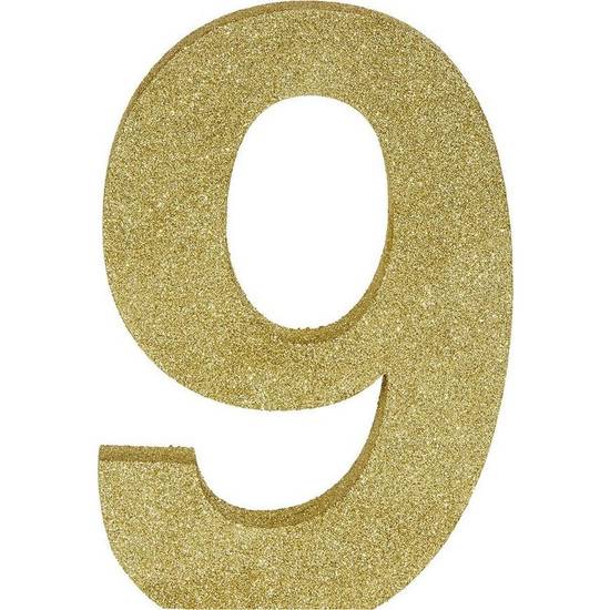 Glitter Gold Number 9 Sign