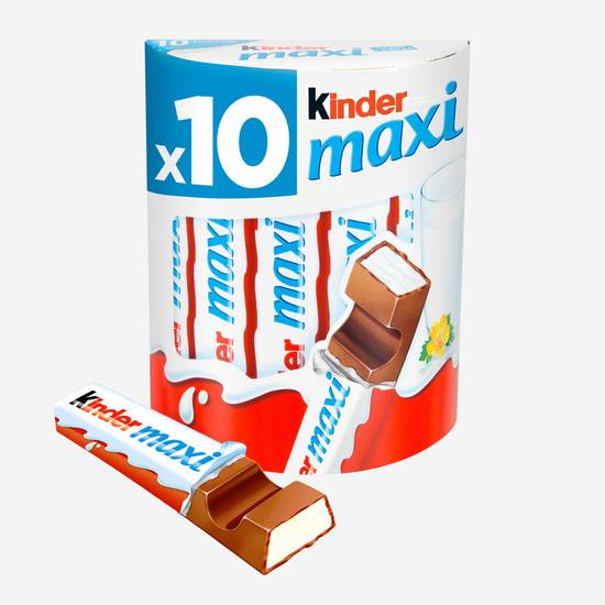 Kinder - Maxi barres de chocolat au lait (10 pièces)