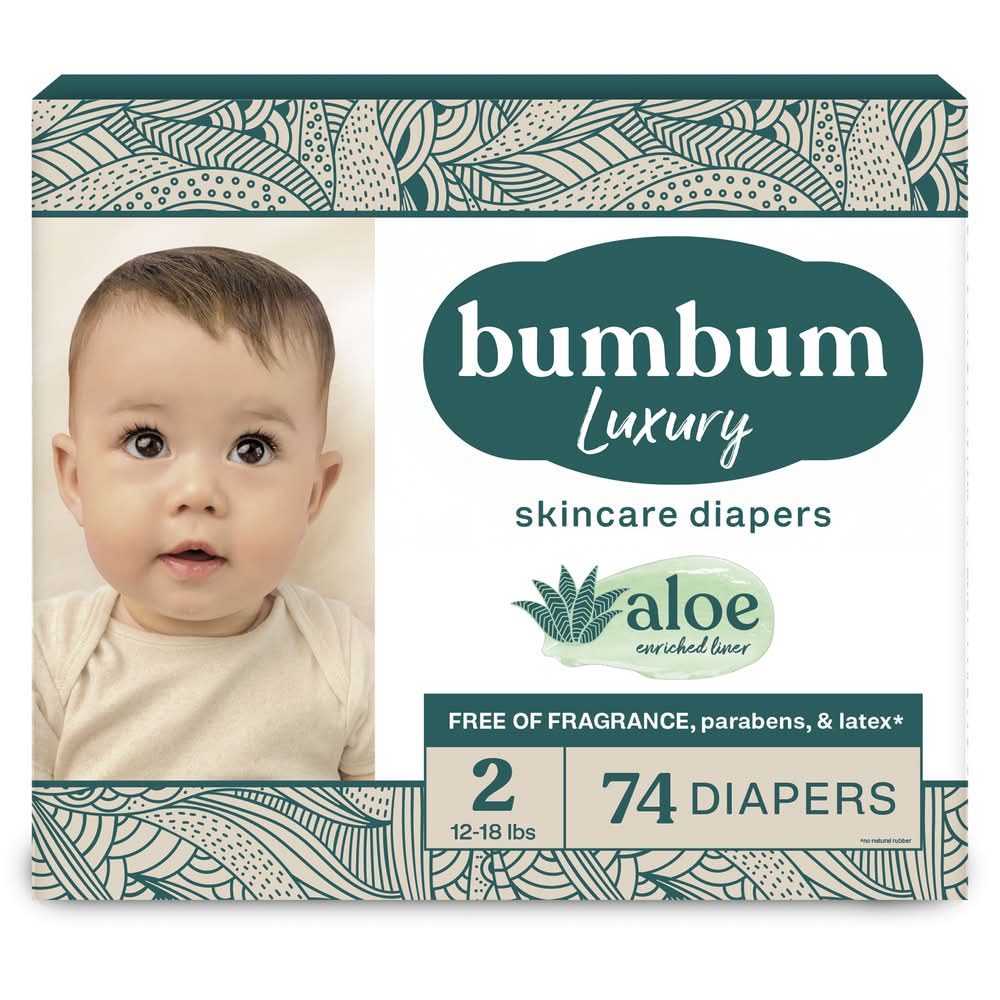 bumbum Luxury Skincare Aloe Disposable Diapers (5.7 lbs, 74 ct)