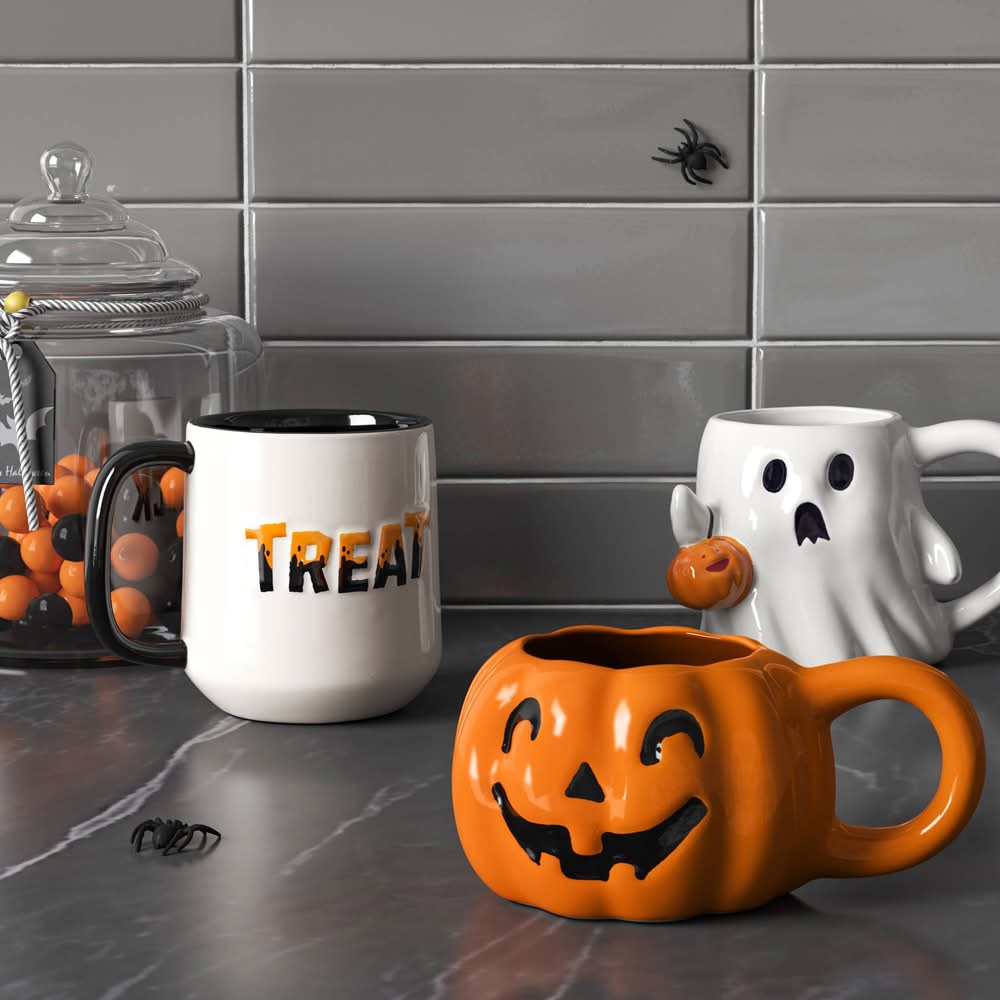 9 fl oz Stoneware Orange Mini Pumpkin Mug - Hyde and EEK! Boutique™