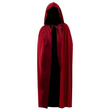 Festive Voice Happy Halloween Adult Reversible Hooded Cape, Black-Red