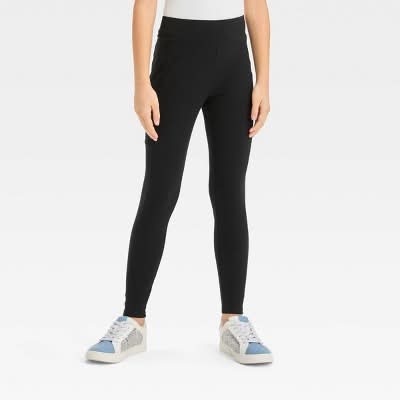 Art Class Girls' Leggings With Side Pocket, S, Black