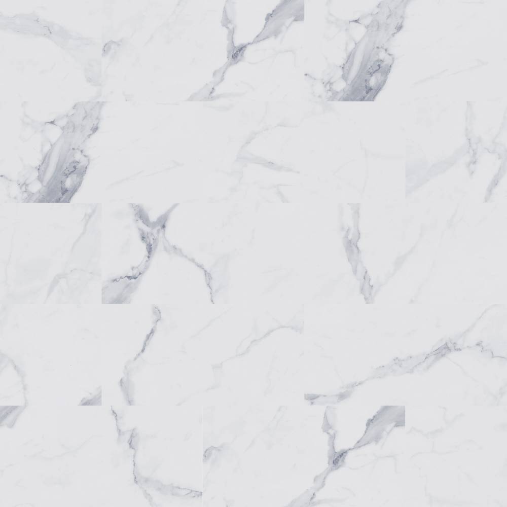 STAINMASTER Glacier Calacatta Marble White Marble Look 12-mil x 12-in W x 24-in L Waterproof Interlocking Luxury Vinyl Tile Flooring (19.79-sq ft/ Carton) | LSS1440SM