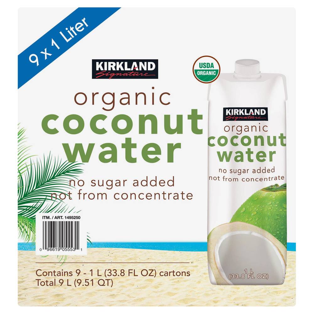 Kirkland Signature, Organic Coconut Water, 33.8 fl oz, 9-count