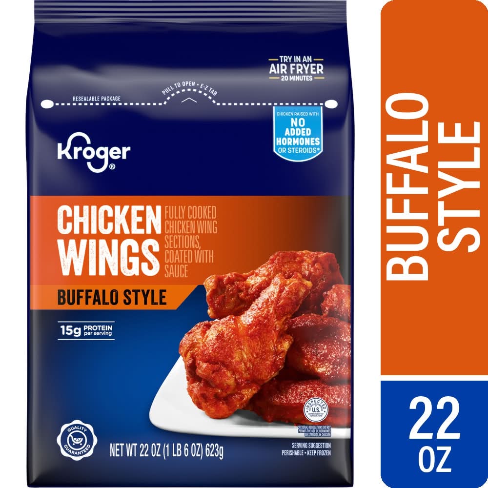 Kroger Fully Cooked Frozen Chicken Wings, Buffalo Style (22 oz)