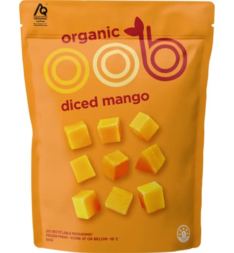 Oob Organic Frozen Diced Mango 500g