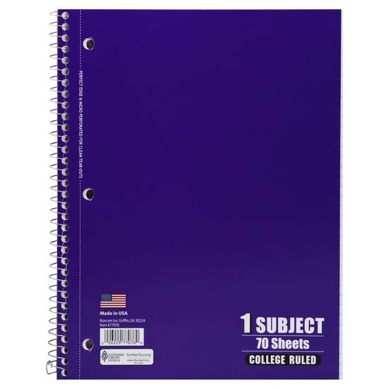 Norcom 1 Subject 70 Sheets College Ruled Notebook (1 notebook)
