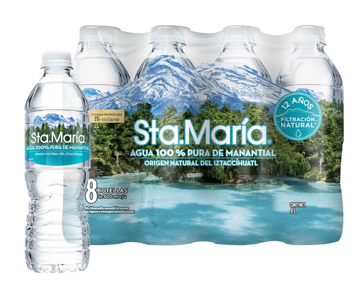 Sta. María · Agua natural pura de manantial (8 x 500 ml)