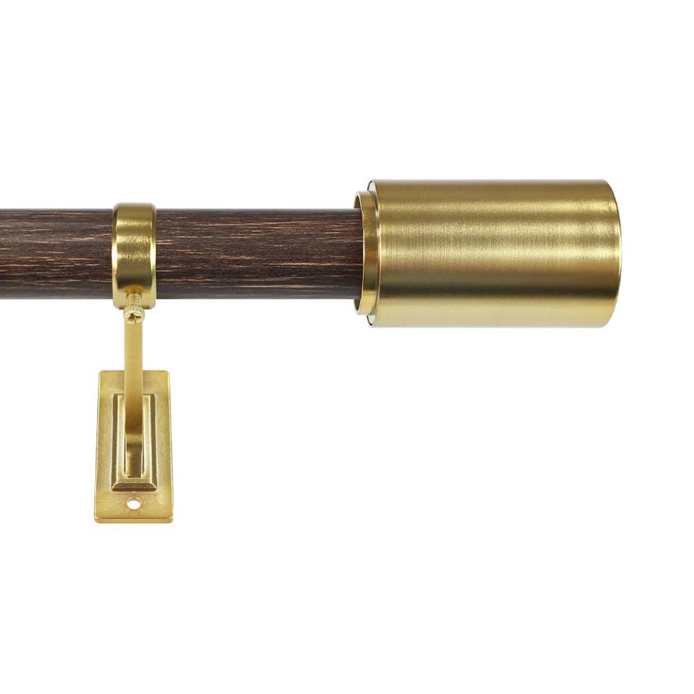 Origin 21 72-in to 144-in Wood and Gold Iron Single Curtain Rod with Finials | W3004LBGW