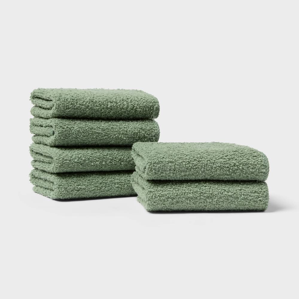 Room Essentials Washcloth Set, Light Green (6 ct)