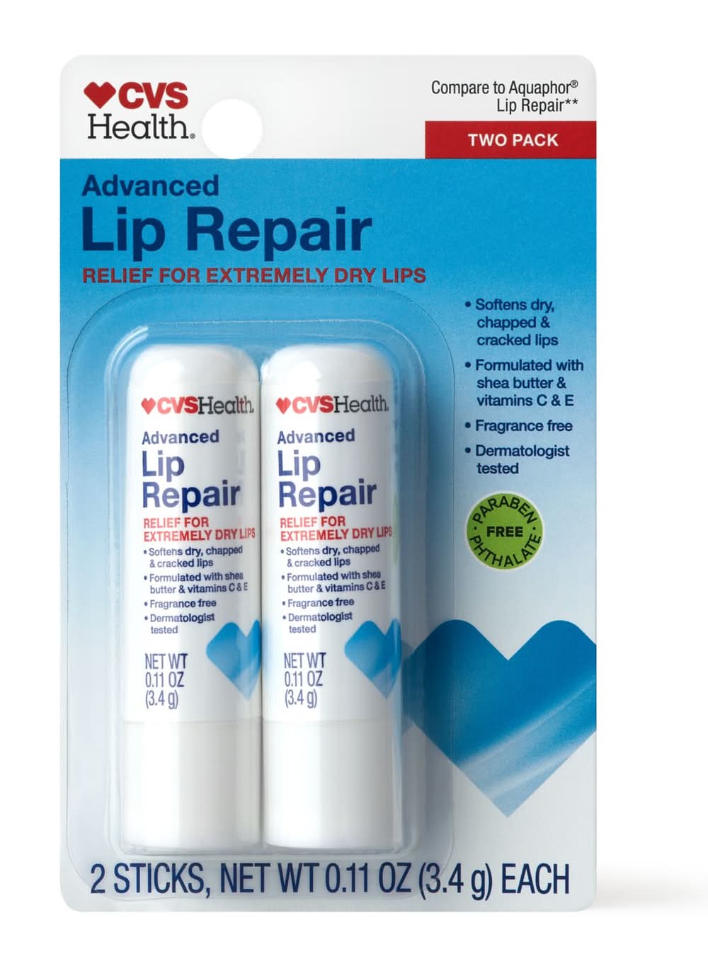 CVS Health Advanced Lip Repair Relief For Extremely Dry Lip (0.11 oz, 2 ct)