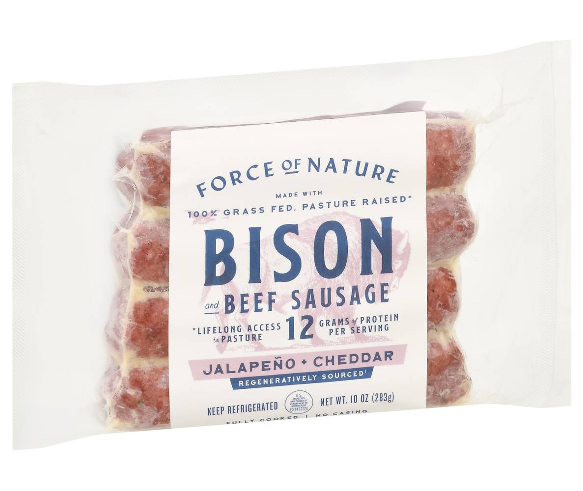 Force of Nature Meats Jalapeno Cheddar Bison and Beef Sausage (10 oz)