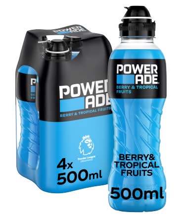 Powerade Berry & Tropical Fruits, Sports Drink (4 x 500ml)