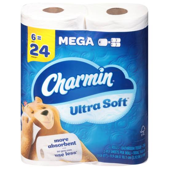 Charmin Ultra Soft 2-ply Mega Rolls Bathroom Tissue (6 ct)