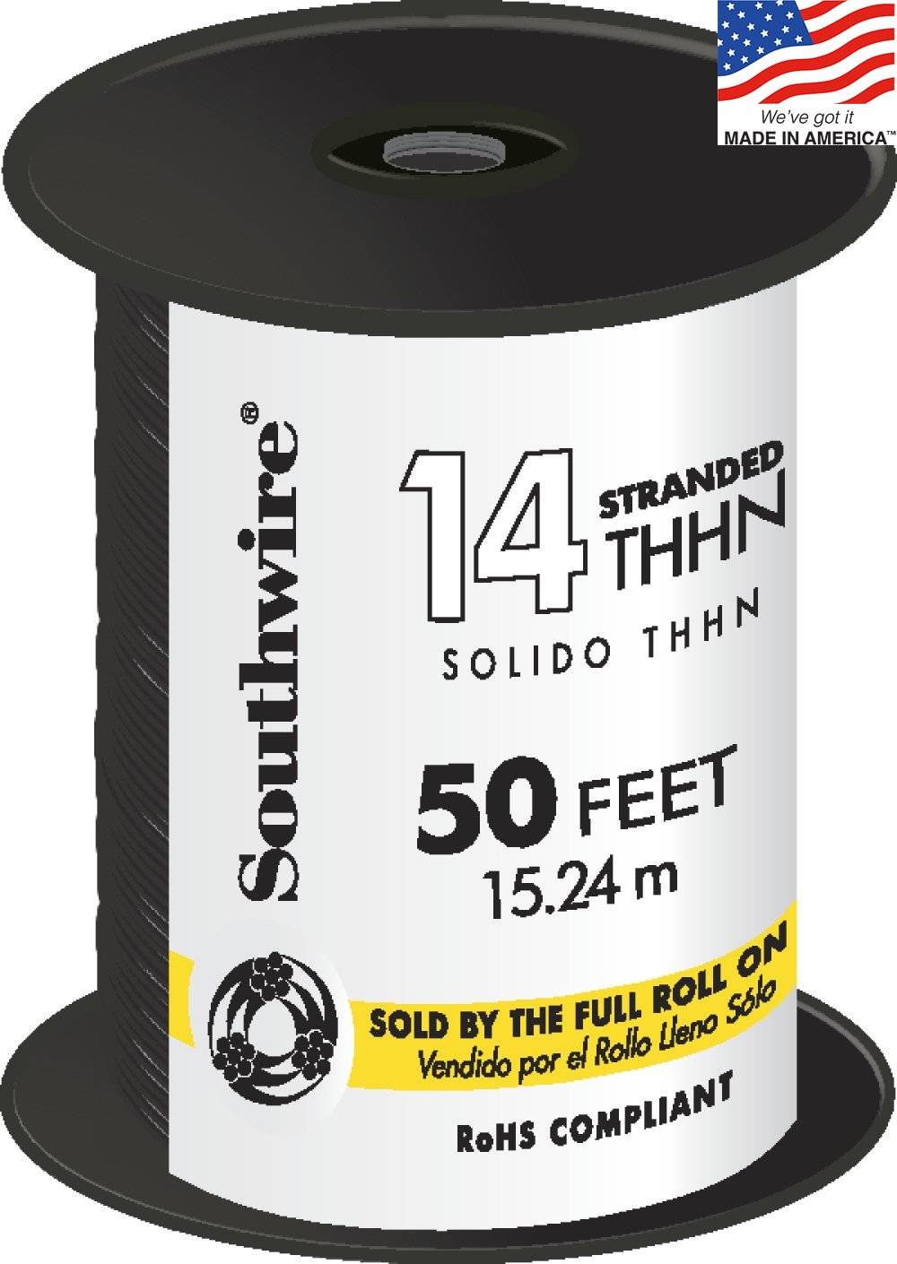 Southwire 50-ft 14-AWG Black Stranded Copper Thhn Wire (By-the-roll) | 22955983