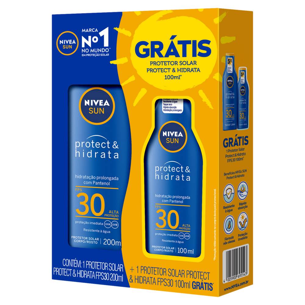 Nivea kit de protetor solar protect & hidrata fps30 (200 ml + 100 ml)