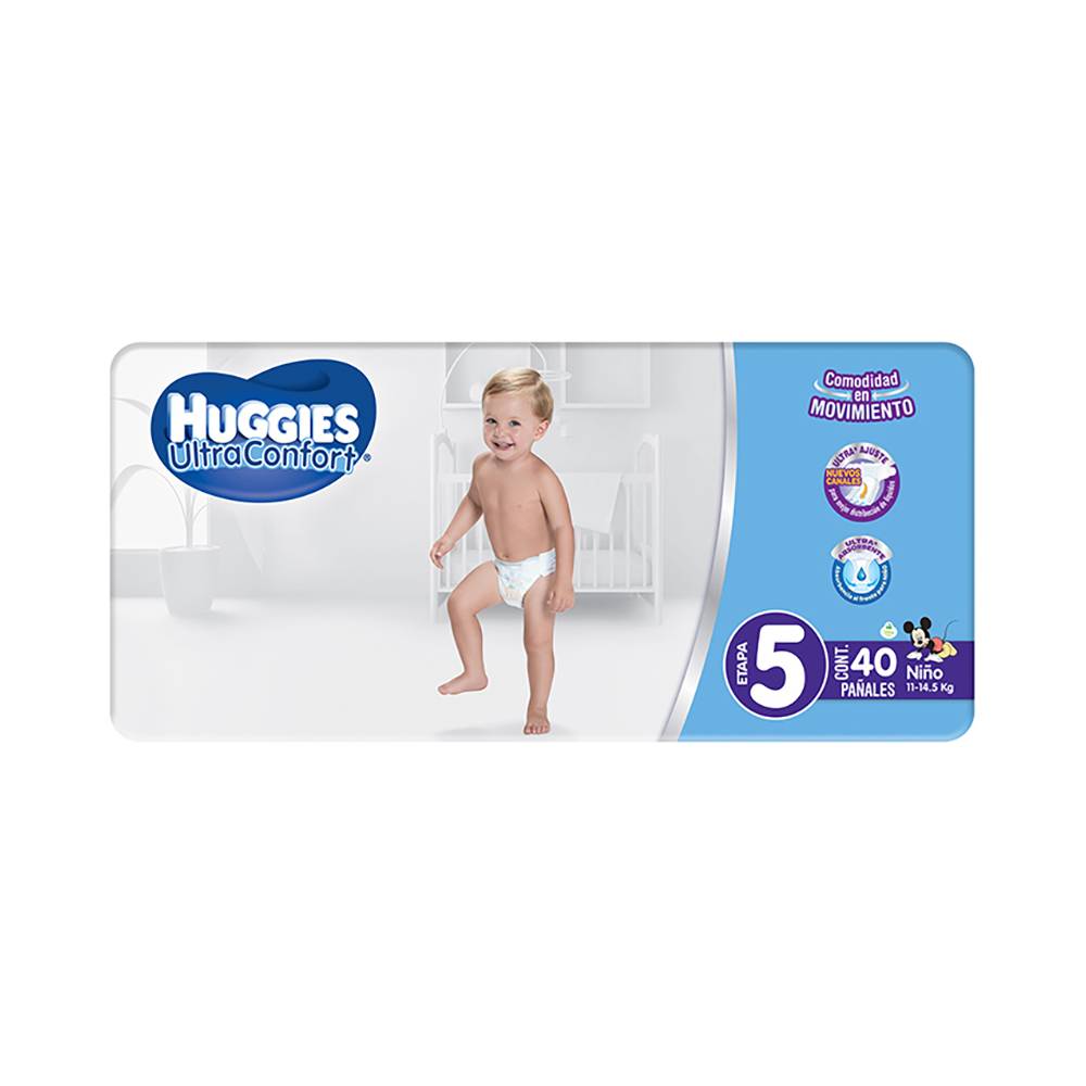 Huggies pañal para bebé ultra confort (male/etapa 5) (40 un)