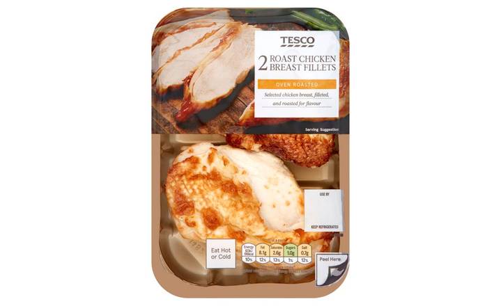Tesco 2 Roast Cooked Chicken Skin On Breast Fillets 245g 2 Pack (406321)