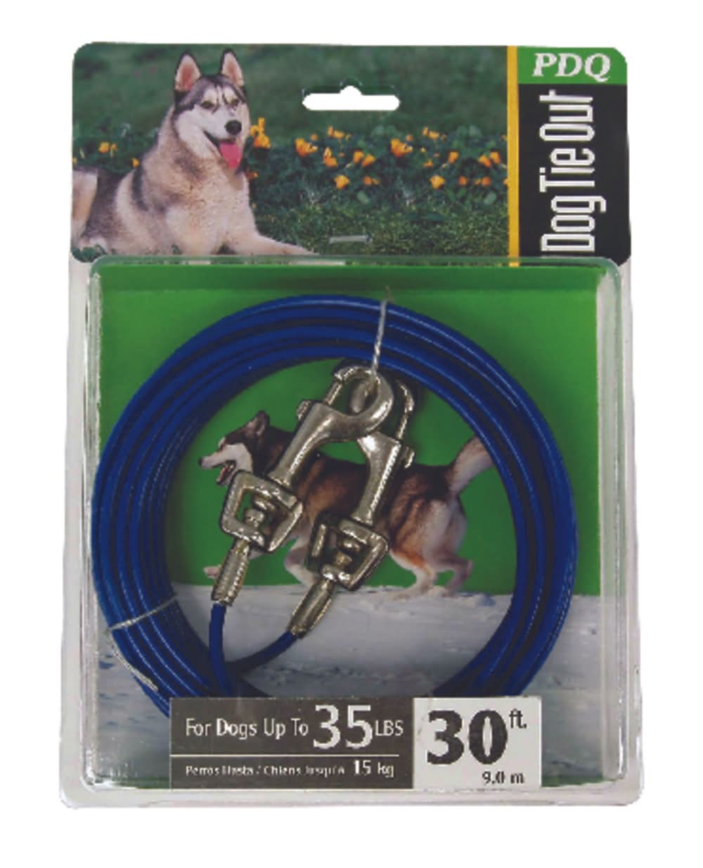 Pdq Blue / Silver Vinyl Coated Cable Dog Tie Out Medium