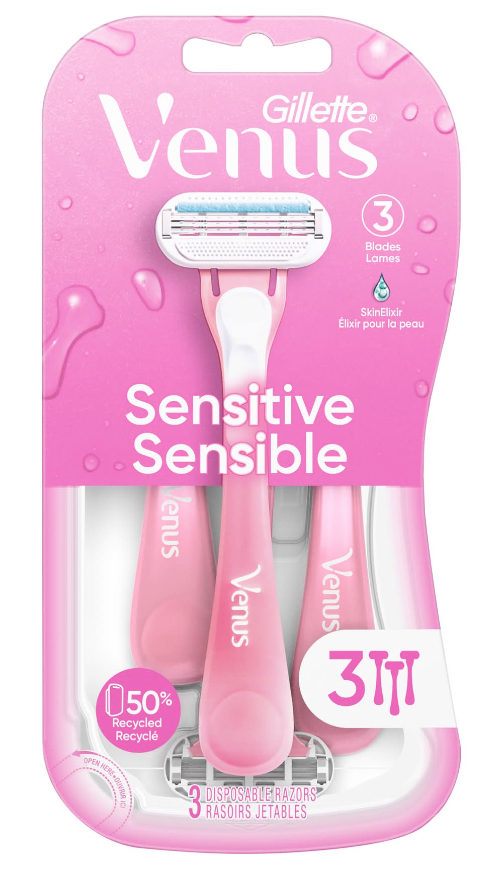 Gillette Venus Sensitive Sensible Razors (3 ct)