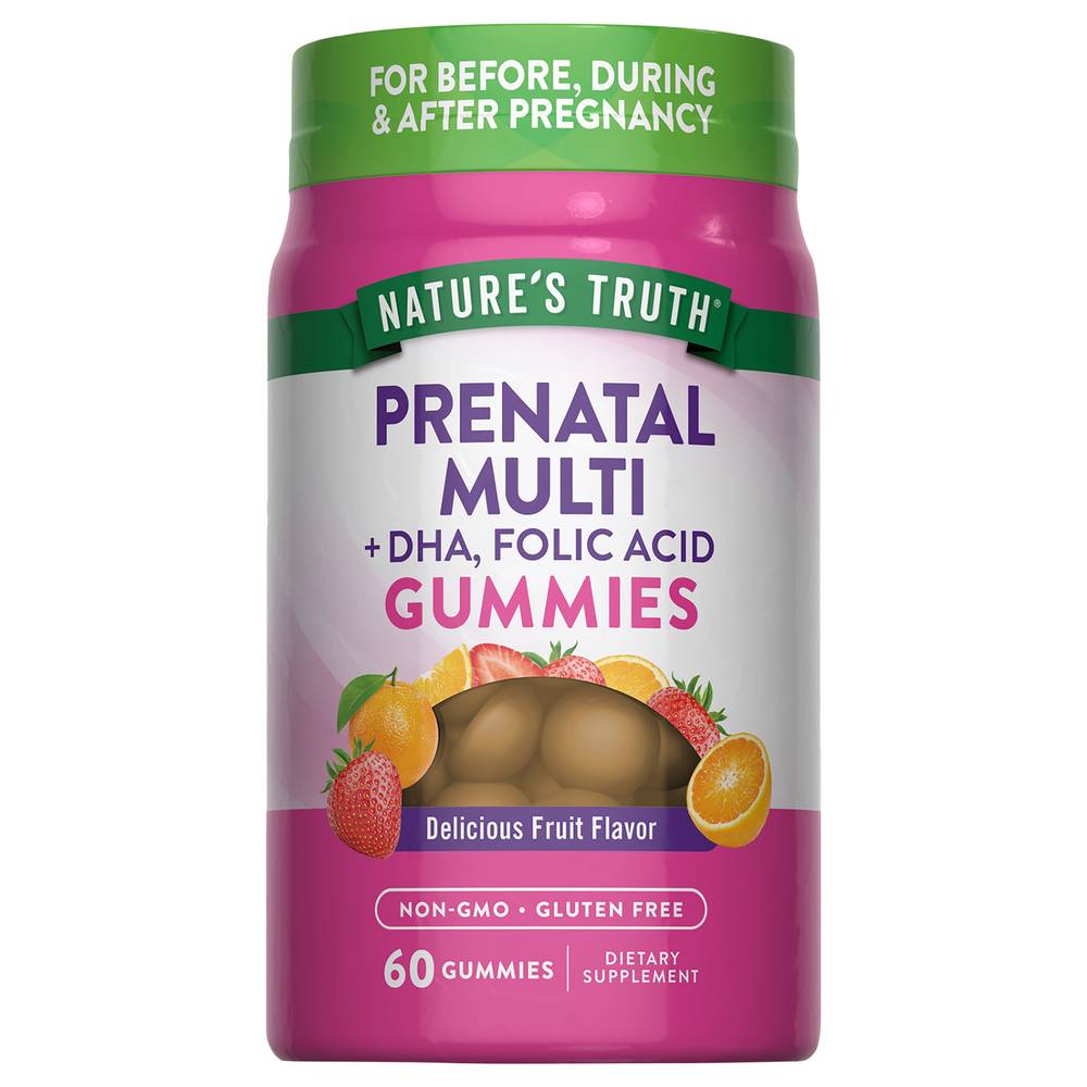 Natures Truth Prenatal Multi + Dha Folic Acid Gummies, Fruit (60 ct)