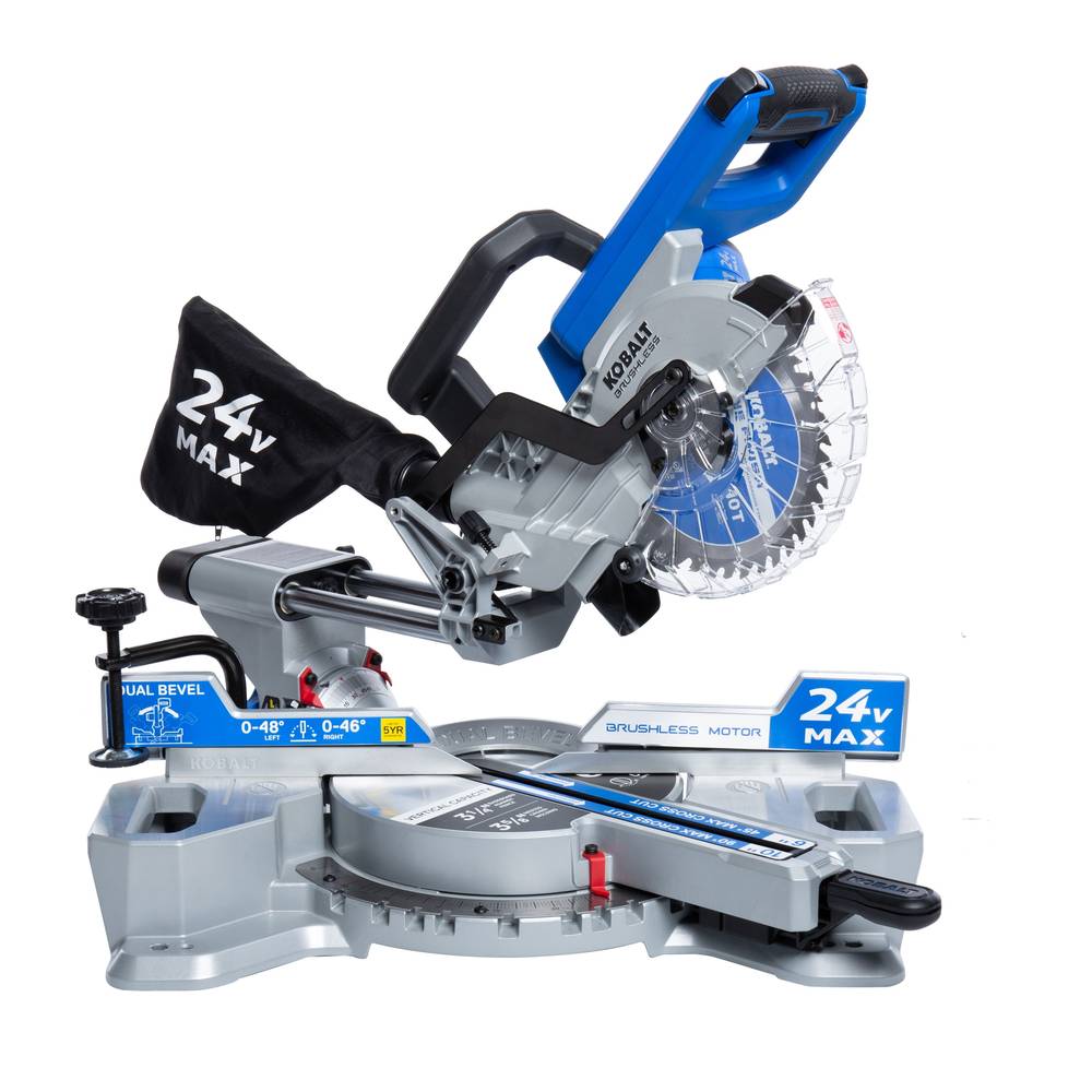 Kobalt 7-1/4-in 24-volt Dual Bevel Sliding Compound Cordless Miter Saw(Bare Tool) | KMS 0724B-03