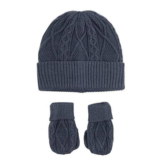 NYGB™ Size 2T-4T 2-Piece Fisherman Cable Knit Hat and Mitten Set in Dusk