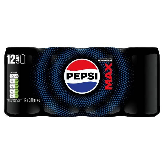 Pepsi Max No Sugar Cola Cans 12 X 330ml