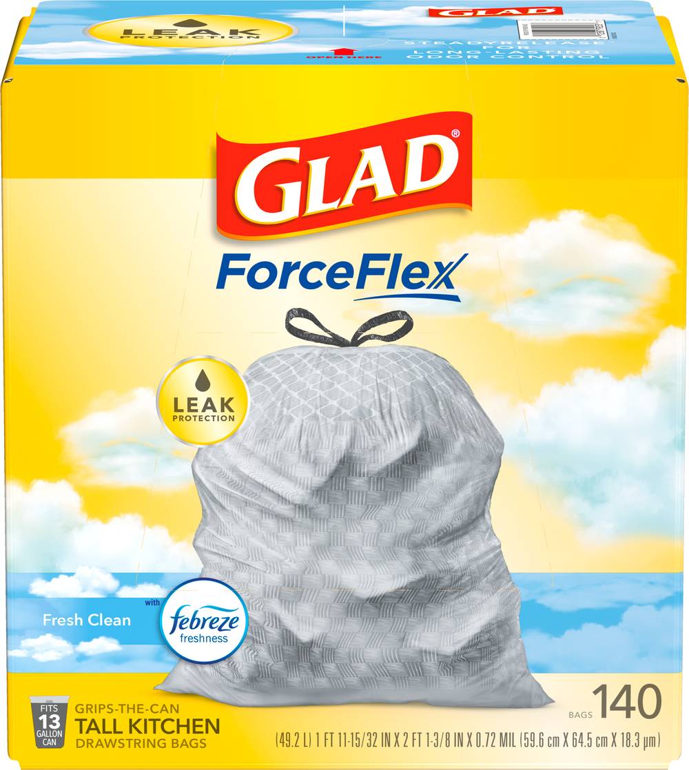 Glad Forceflex Tall Kitchen Drawstring Trash Bags