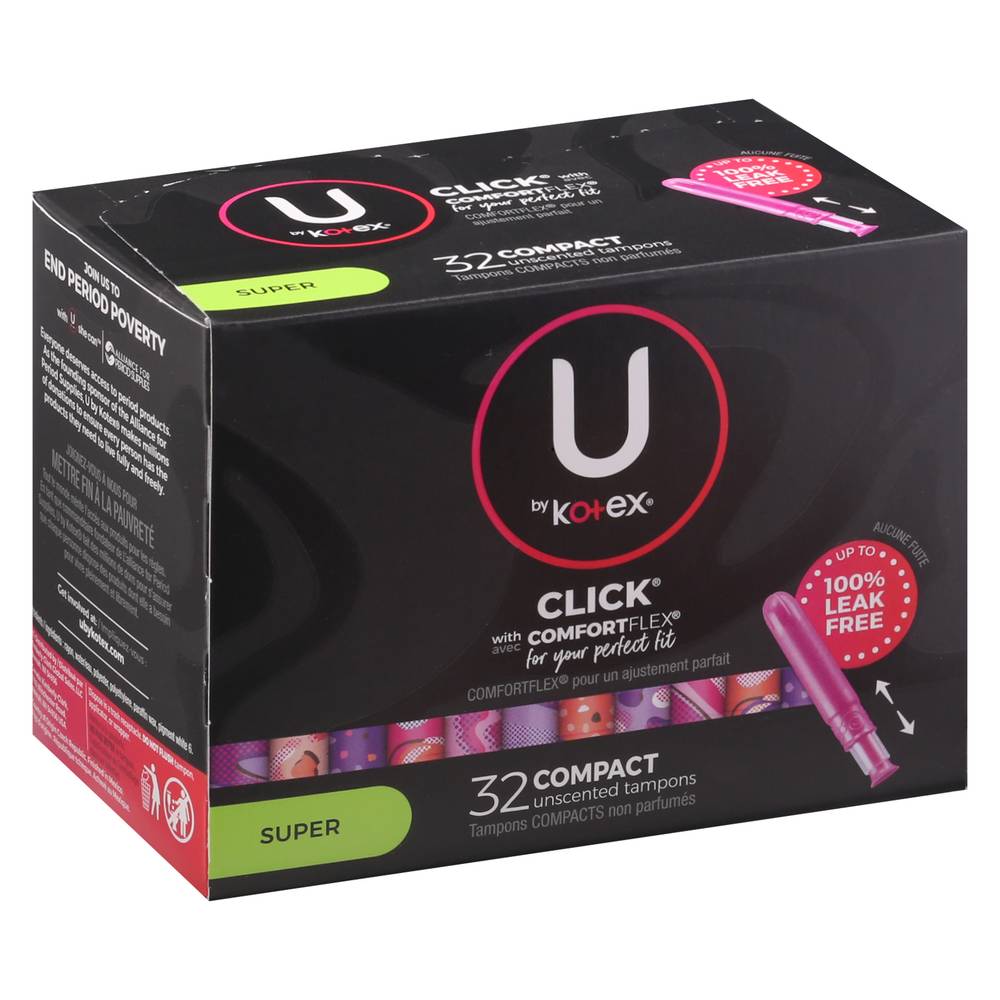 U by Kotex Click Compactflex Super Absorbency Unscented Tampons (32 ct)