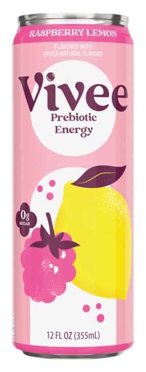 Vivee Prebiotic Energy Drink, Raspberry-Lemon (12 fl oz)