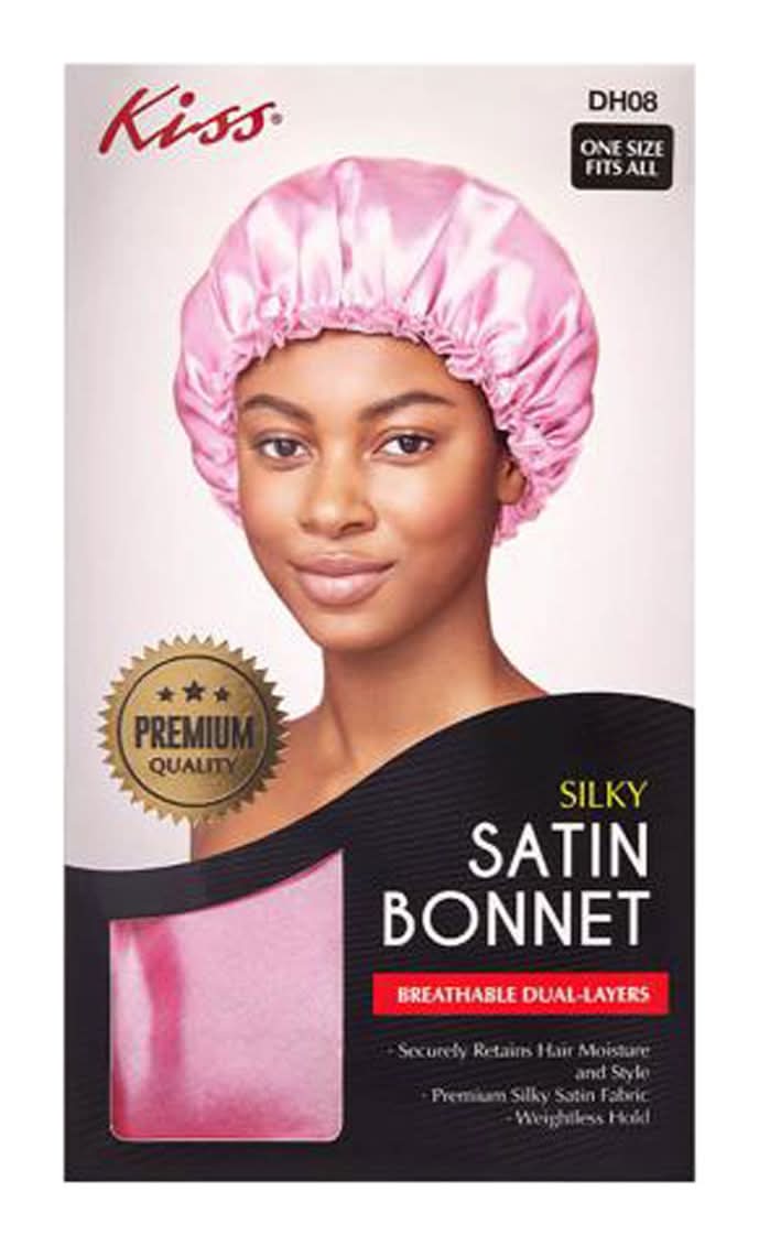 KISS Premium Quality Silky Satin Bonnet, Women, One Size, Pink