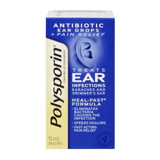 Polysporin Antibiotic Ear Drops and Pain Relief (15 ml)