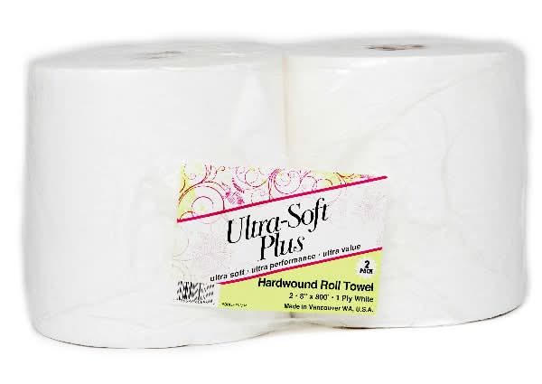 Ultra Soft White Hardwound Hand Towels 2-800 Ft Ea (3 units)