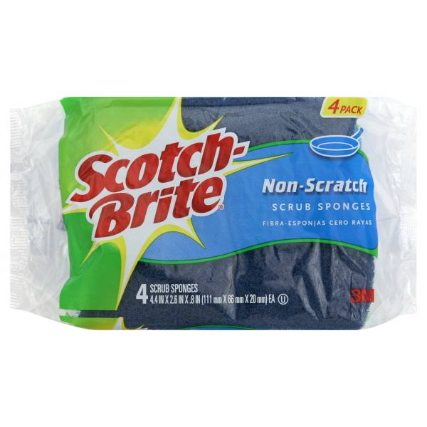Scotch-Brite Non Scratch Scrub Sponge, 4.4x2.6x0.8 in (4 ct)