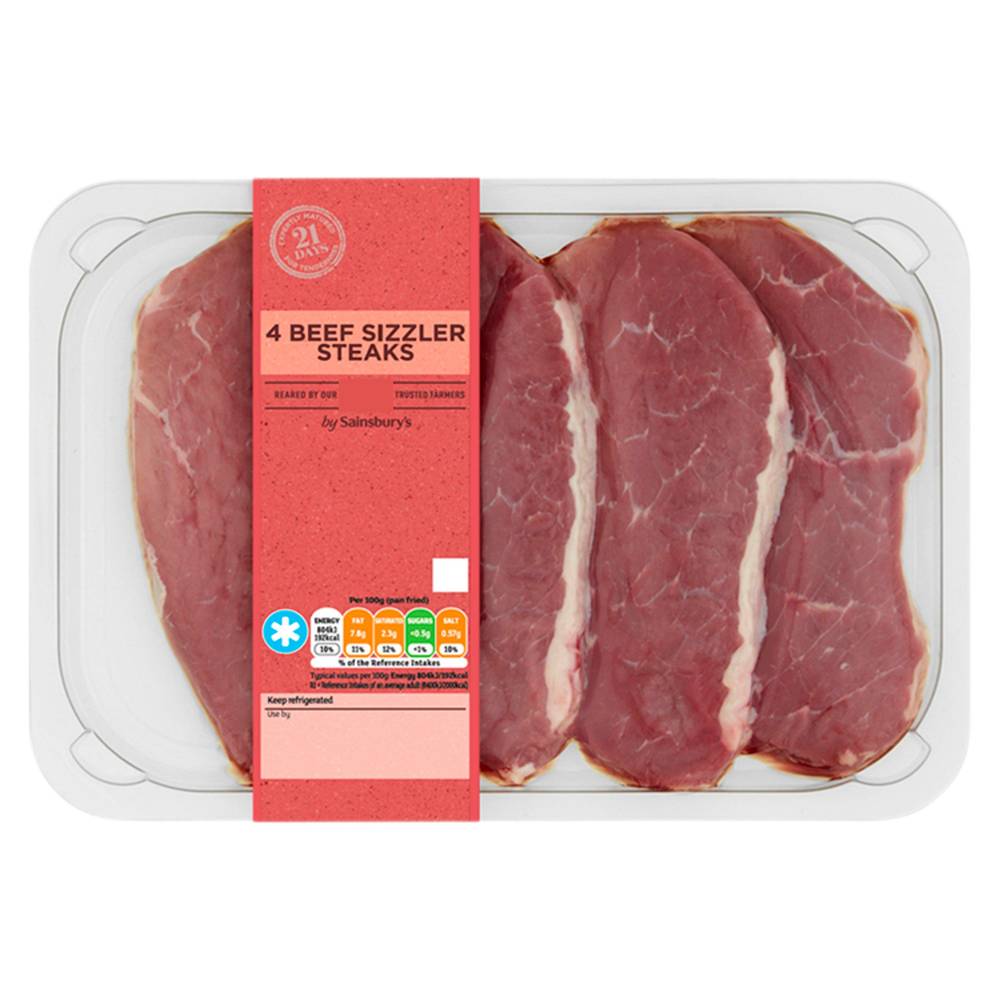 Sainsbury's 21 Day Matured Beef Sizzler Steaks 350g