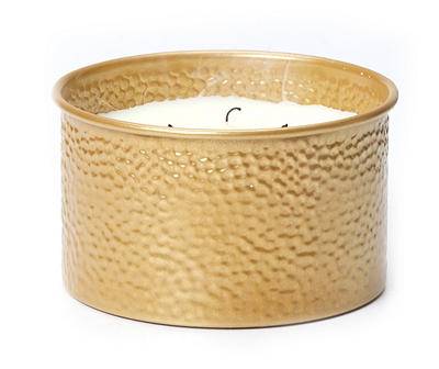 Eucalyptus Tea Gold Hammered Tin 3-Wick Candle, 21 oz.