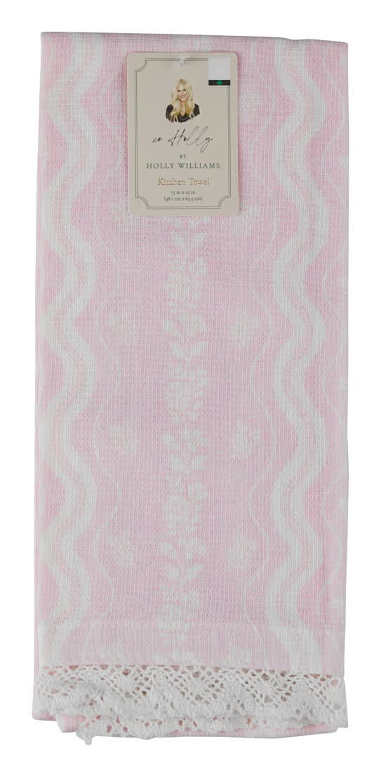 Holly Williams Pink Lace-Trimmed Kitchen Towel