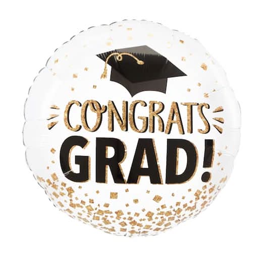 Inflated 28" Congrats Grad Glitter Foil Balloon