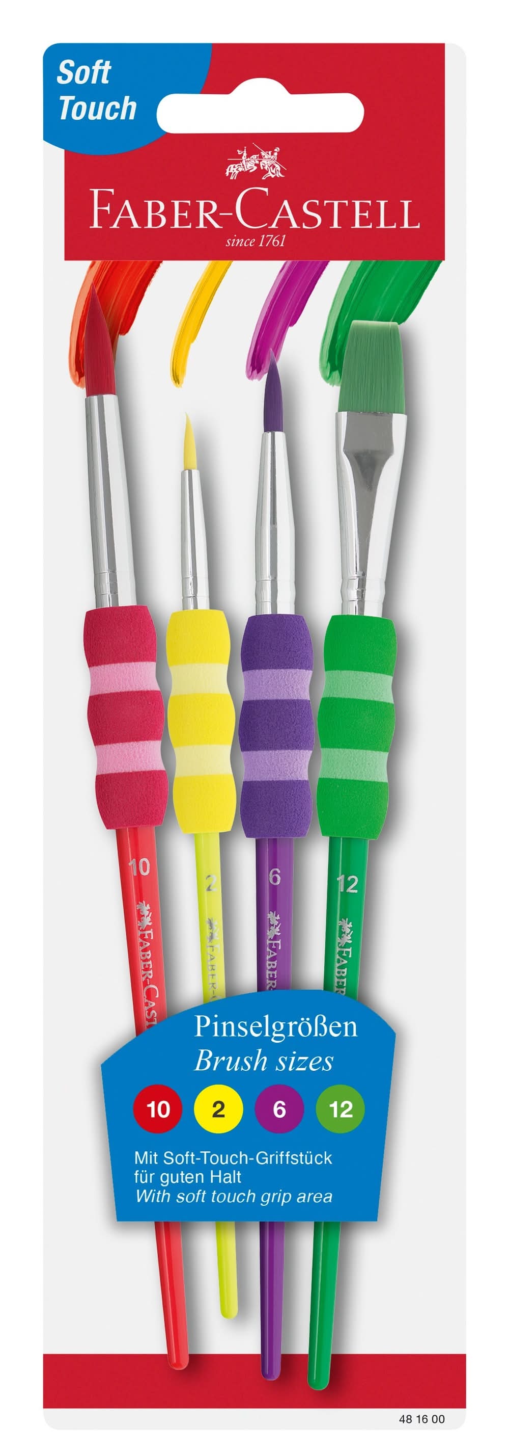 Pincéis Soft Touch nº 2/4/10/12 4 unidades Faber Castell