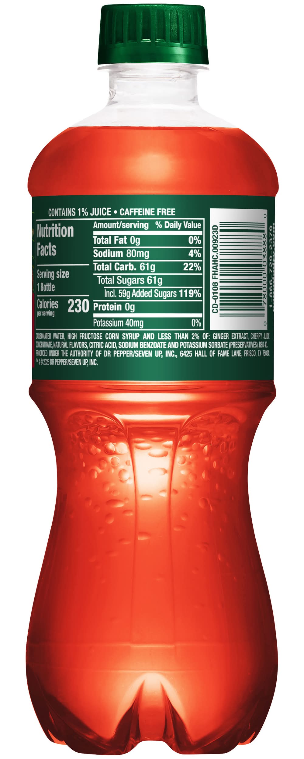 Canada Dry Fruit Splash Ginger Ale Soda, Cherry (20 fl oz) | Postmates