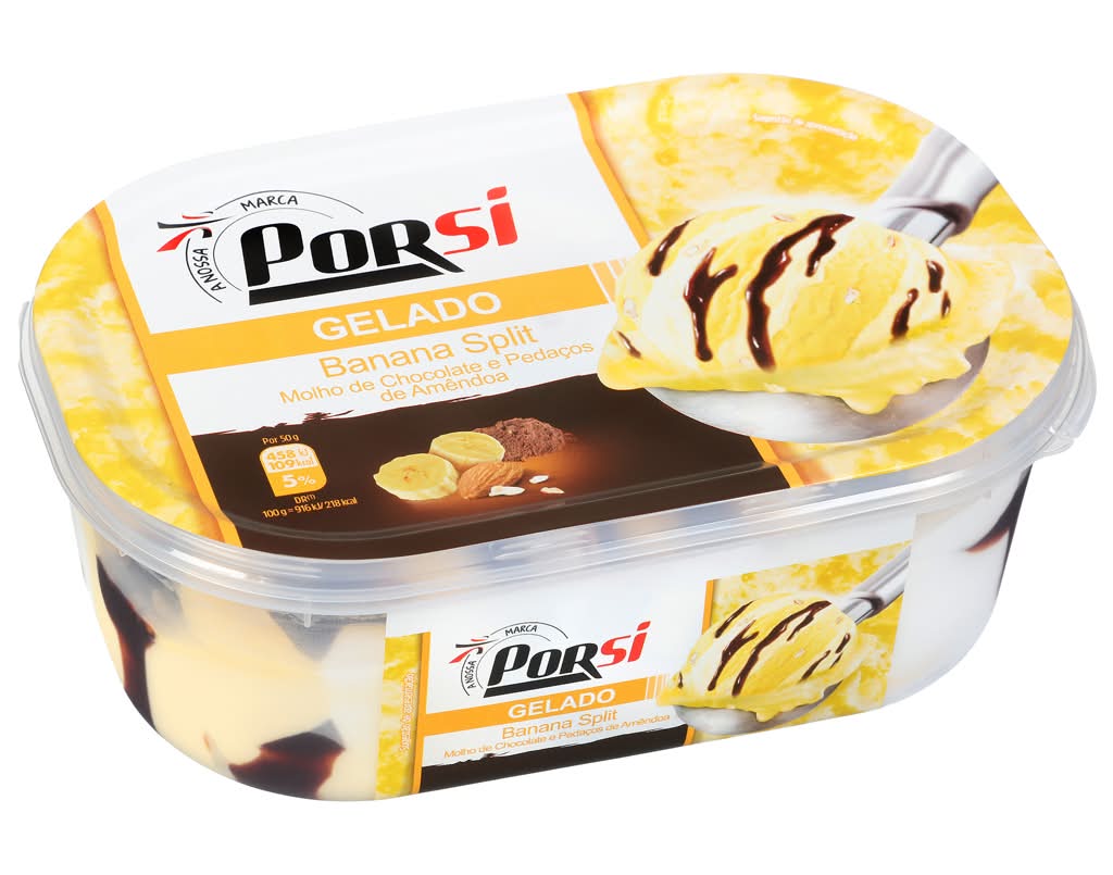 PorSi - Gelado de banana split, embalagem de 900 ml