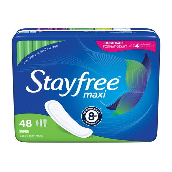 Stayfree Maxi Pads, Super, 48 CT