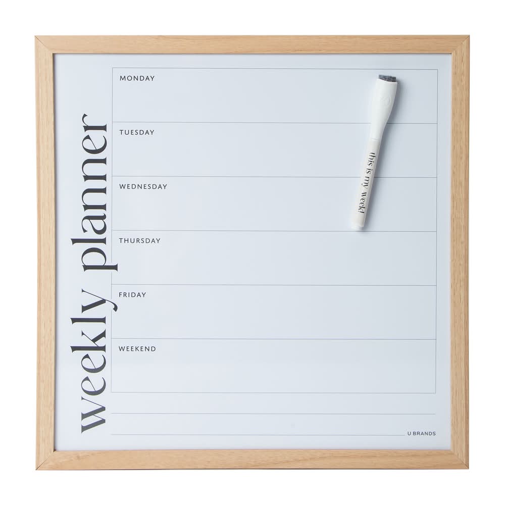 Framed Dry Erase Board 14in x 14in Brown