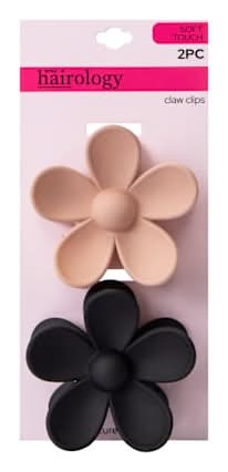 Color Flower Claw Clips 2-Pack Black/Grey