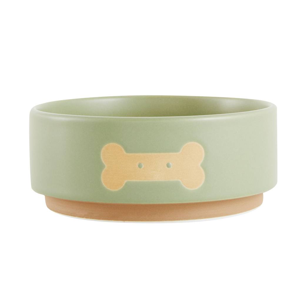 Top Paw® Olive Bone Ceramic Dog Bowl (Color: Green, Size: 26 Fl Oz)
