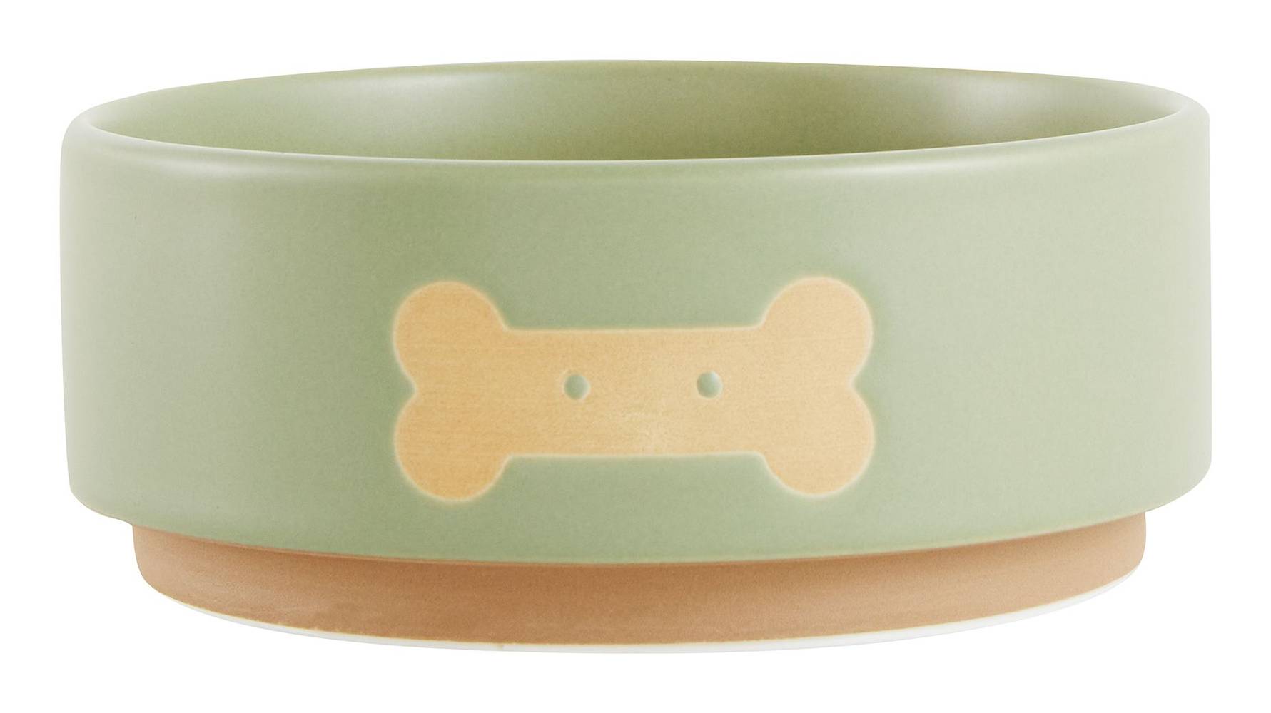 Top Paw Olive Bone Ceramic Dog Bowl, Green