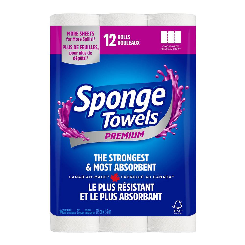 Sponge Towels Papier essuie tout prime de à 106 feuilles (12 rolls) - 106-sheet premium paper towel (12 rolls)