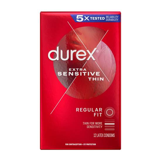 Durex Extra Sensitive Ultra Thin Lubricated Latex Condoms, 12ct