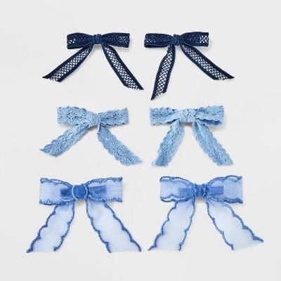 Art Class Ribbon Bow Clip Set, Women, Blue (6 ct)